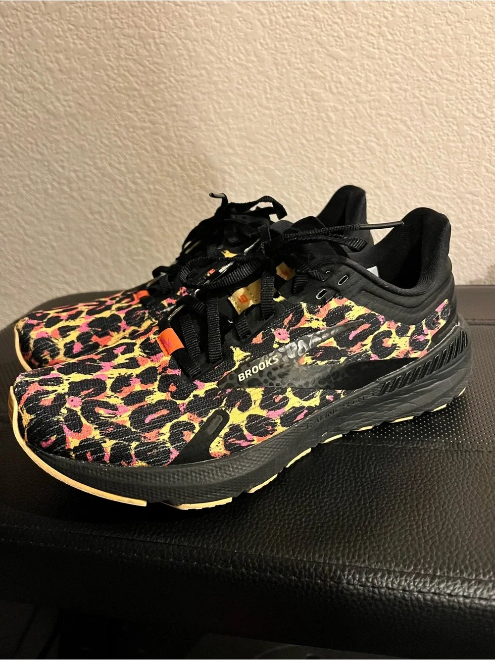 Women’s Brooks Launch GTS Leopard-Print Running Shoes - Picture 3 of 6